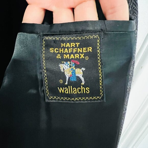 Vintage Hart Schaffner Marx Wallachs Wool Overcoat Herringbone Coat 38 R Medium - Picture 10 of 16